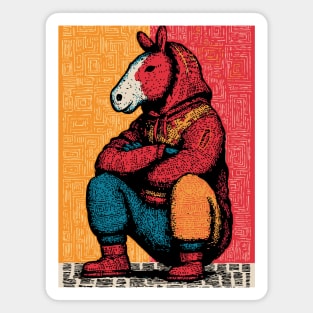 Humorous Gopnik Horse Slav Squatting Art Magnet